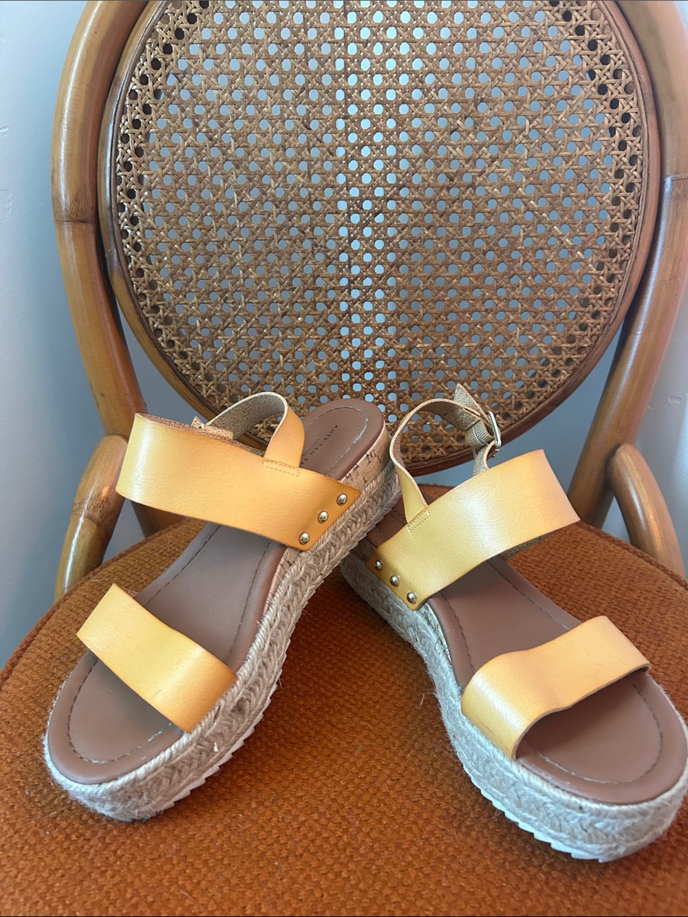 American Eagle Outfitters Yellow Espadrille Platform Sandals